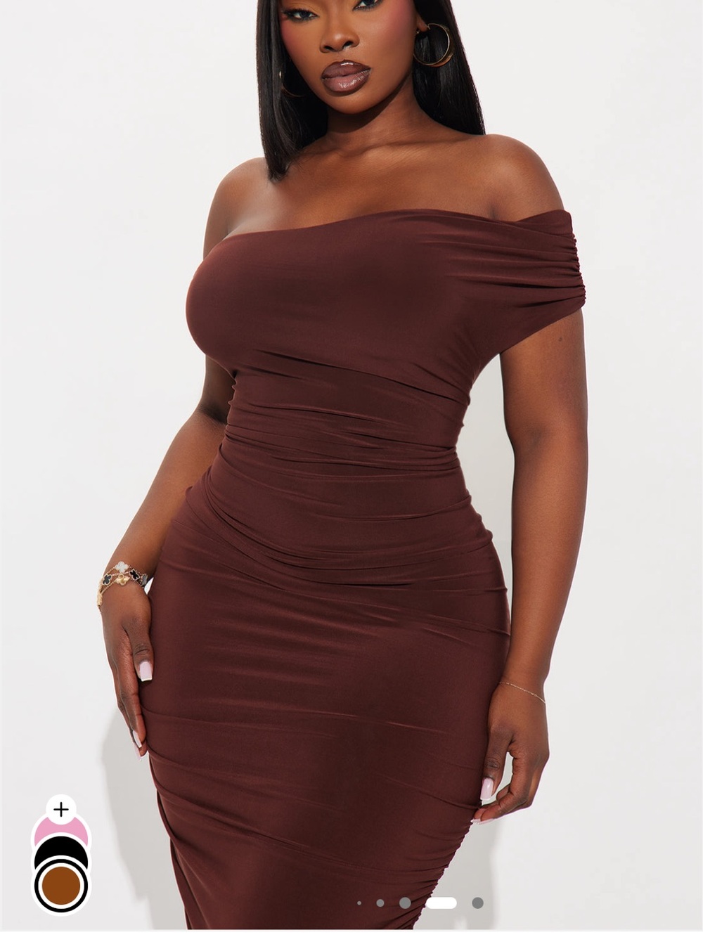 Fashion nova Blind date One-Shoulder Midi Dress - Chocolate - Picture 4 of 7